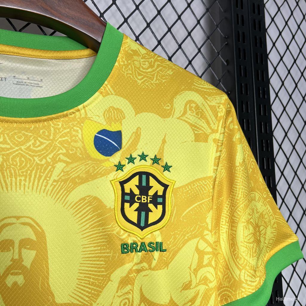 2024 Brazil Christ Yellow Goalkeeper Special Jersey