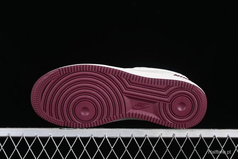 Nike Air Force 1 '07 Low "NIKE" Triple Swoosh Series White Wine Red Classic Casual Sneakers - TV2306-258
