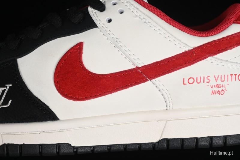 Nike SB Dunk Low LV Collaboration - Beige Black Red Glow in the Dark Anniversary High-End Custom Low-Top Casual Skate Shoes - JH8035-931