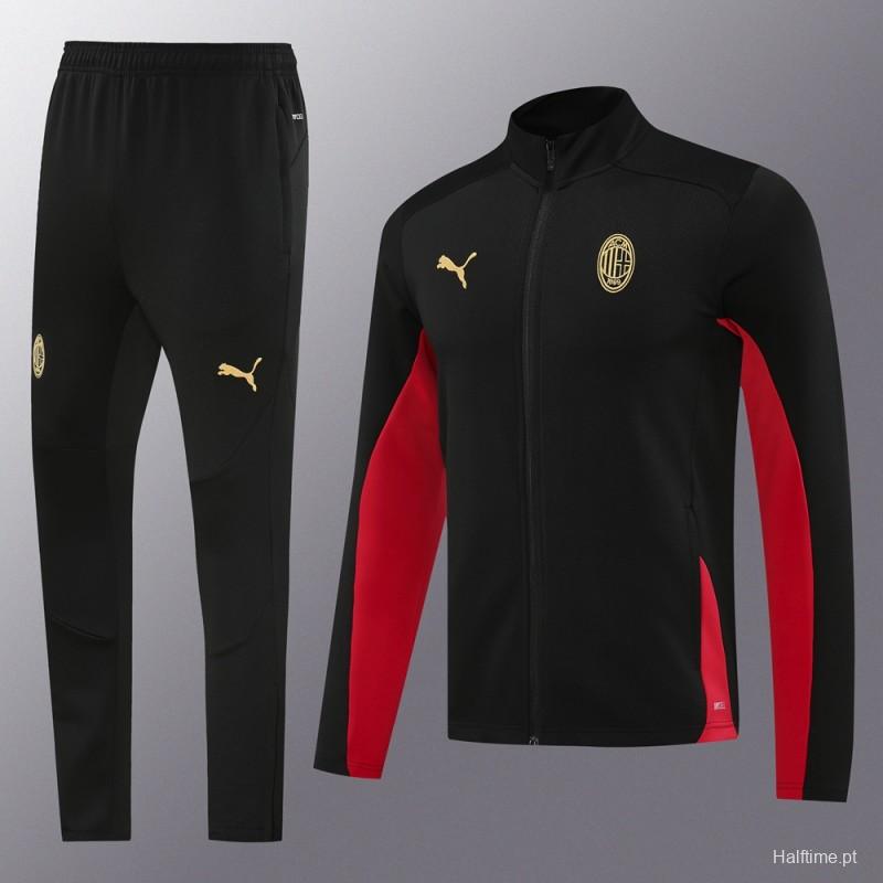 24/25 AC Milan Black/Red Full Zipper Jacket +Long Pants