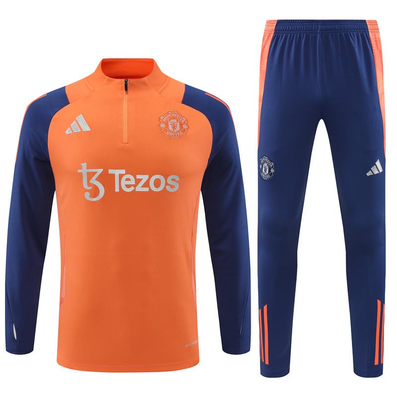 24/25 Manchester United Orange Half Zipper Jacket+Long Pants