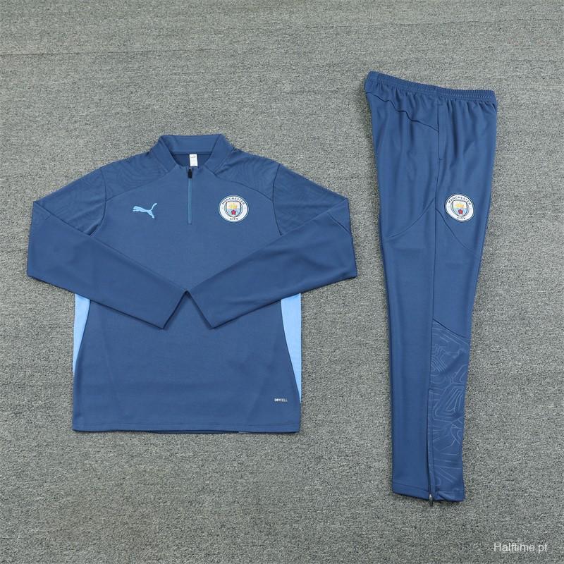 24/25 Manchester City Blue Half Zipper Jacket+Long Pants