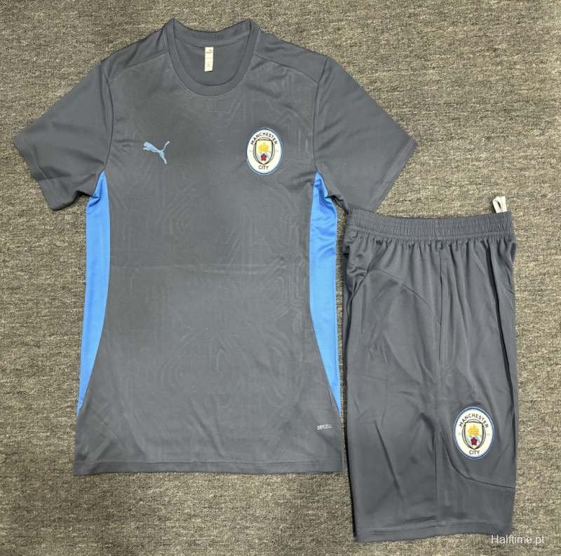 24/25 Kids Manchester City Blue White Short Sleeve Jersey+Shorts