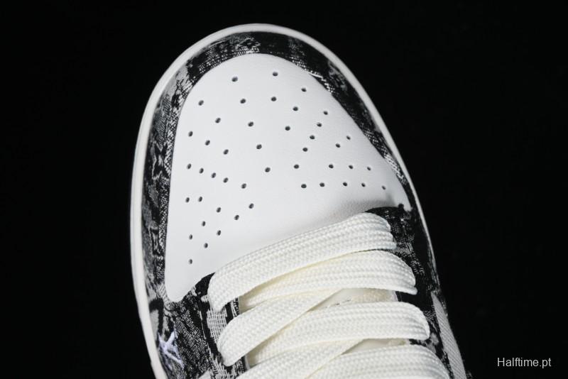 Nike SB Dunk Low LV Collaboration - Black Denim Anniversary High-End Custom Low-Top Casual Skate Shoes - XB3802-351