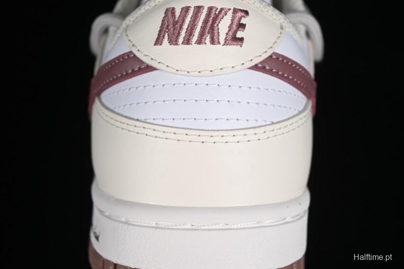 Nike Dunk Low Next Nature SB Lace-Up Low-Top Casual Sneakers in Cream Dark Brown - DD1873-103