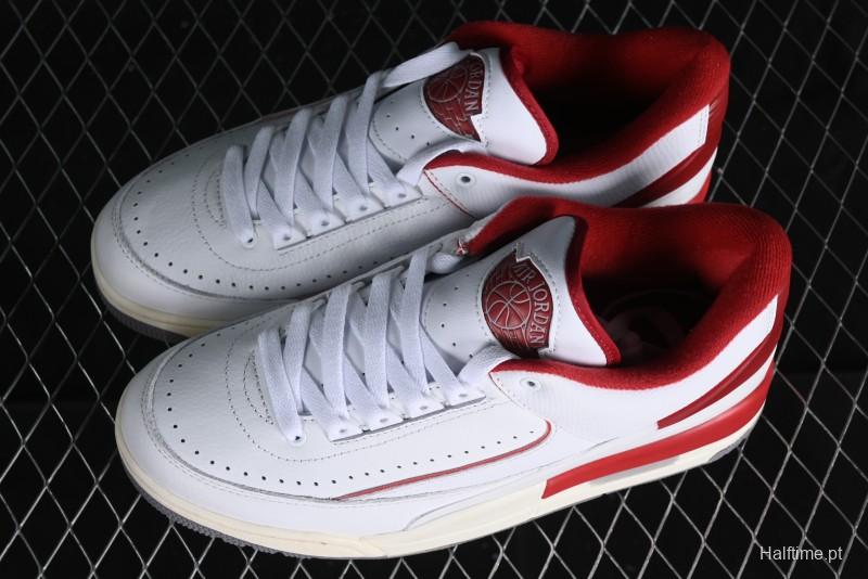 Nike Air Jordan 2/3 Retro Low Top Basketball Shoes in White and Red - FD0383-161