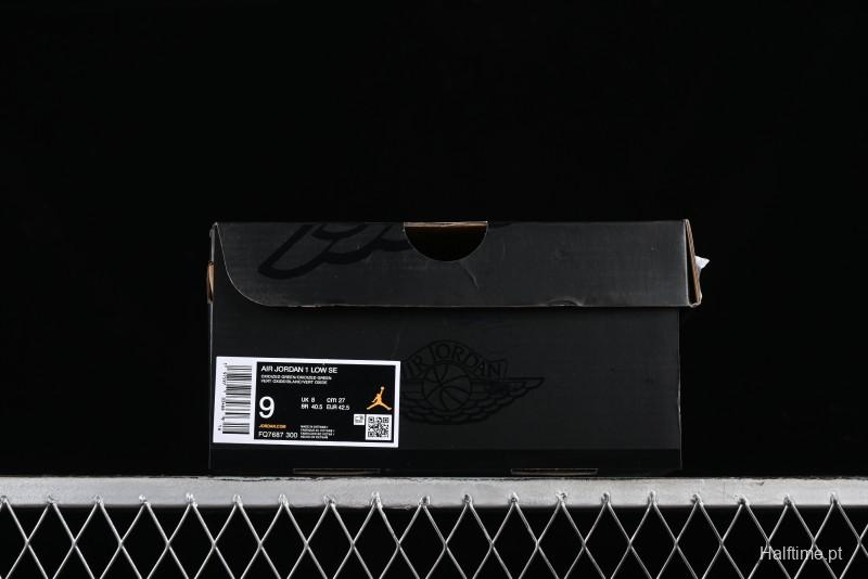 Nike Air Jordan 1 Low Retro Casual Sneakers in White Green - FQ7687-300