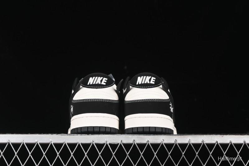 Nike SB Dunk Low x AMBUSH x Stussy Collaboration - Black Stitch Anniversary Custom Low-Top Casual Sneakers - XX2025-358