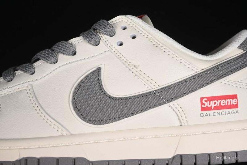 Nike SB Dunk Low Supreme Collaboration - Beige Canvas Swoosh Anniversary High-End Custom Low-Top Casual Sneakers - XX2025-108