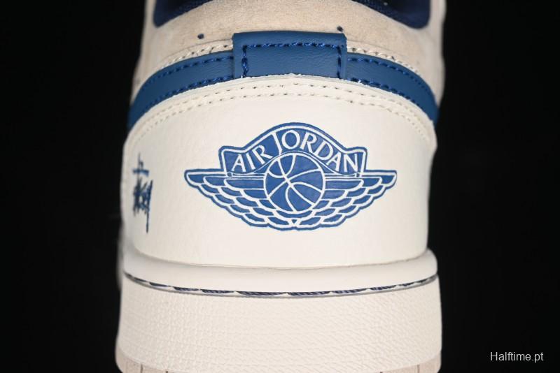 Nike Air Jordan 1 Low Stussy Collaboration - Light Beige Retro Basketball Shoes - SJ9950-027