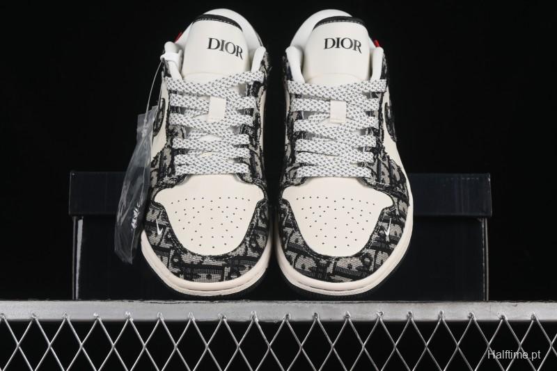 Nike Air Jordan 1 Low AJ1 Dior Collaboration - White Black Red Label Retro Basketball Shoes - SJ9950-036