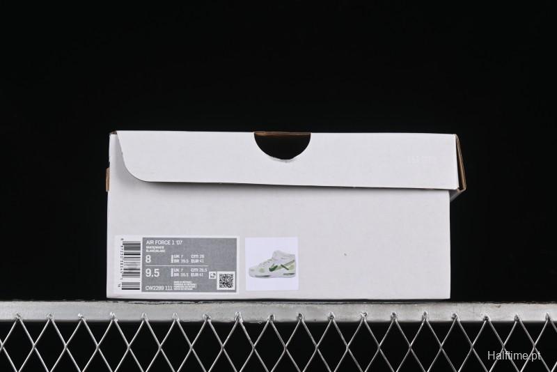 Nike Air Force 1 '07 Mid Hand-Painted White Green with Swoosh Shadow and Strap - CW2289-111