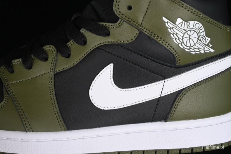 Nike Air Jordan 1 Mid AJ1 Army Green Mid-Top Casual Sneakers - DQ8426-092