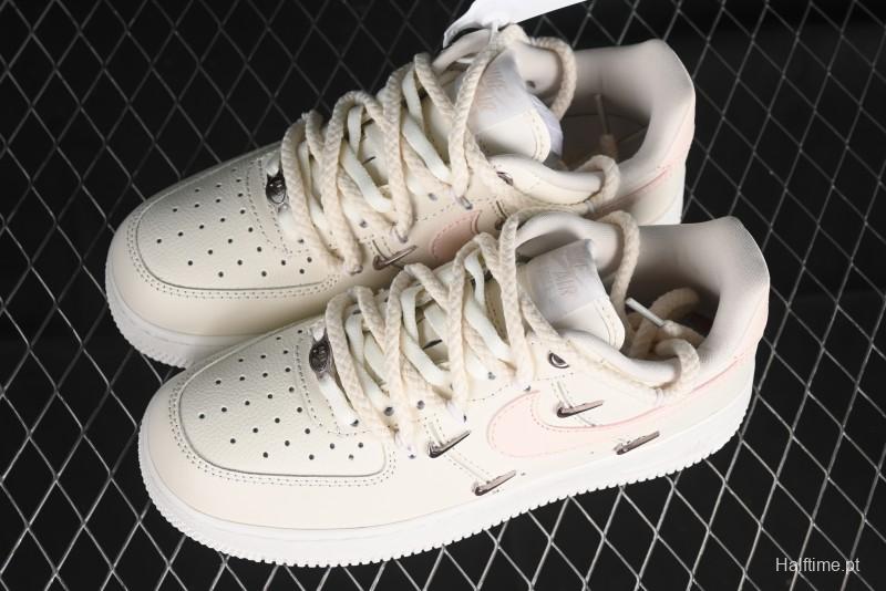 Nike Air Force 1 '07 Low Pink Deconstructed Swoosh Casual Sneakers - FC8110-181