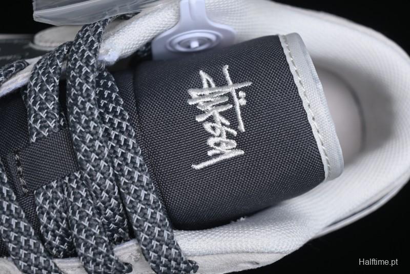 Nike Air Jordan 1 Low Stussy Collaboration - Grey Pigskin Black Base Retro Basketball Shoes - XX3318-968