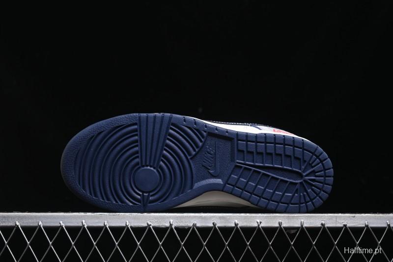 Nike SB Dunk Low Supreme Collaboration - Grey White Dark Blue Swoosh Anniversary High-End Custom Low-Top Casual Skate Shoes - DM6868-005