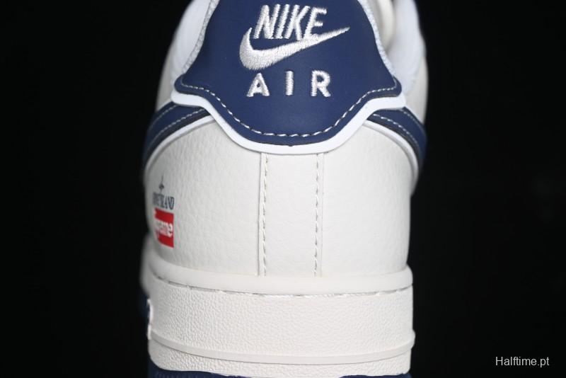Nike Air Force 1 '07 Low Stone Island x Supreme Collaboration - Navy Blue & Off-White Low-Top Casual Sneakers - BB1616-302