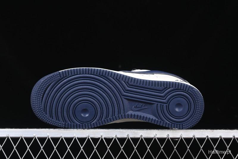 Nike Air Force 1 '07 Low Stussy Collaboration - Navy Blue & Off-White Low-Top Casual Sneakers - XZ3328-568