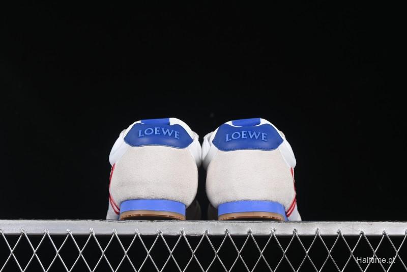 Loewe Ballet Runner 2.0 Sneakers Retro Style Low-Profile Casual Sports Shoes with Asymmetric Toe Design - White Blub