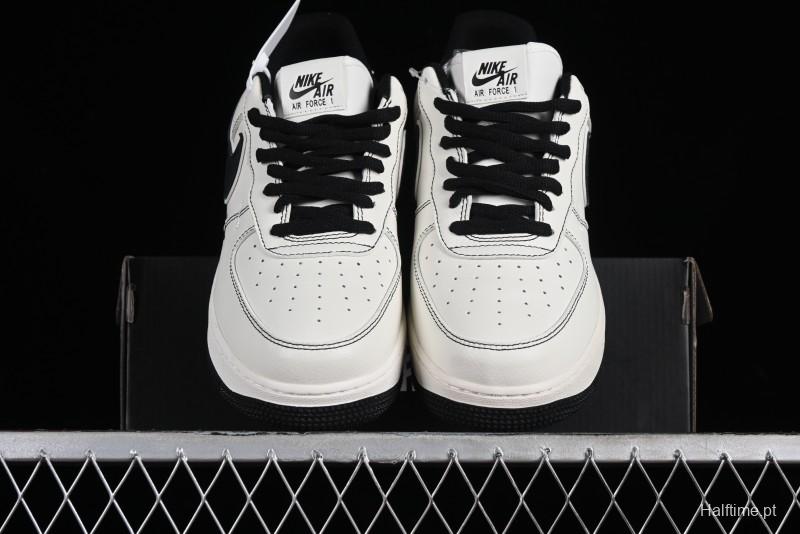 Balenciaga x Nike Air Force 1 '07 Low Triple Swoosh Beige Black Casual Shoes - FR0538-090