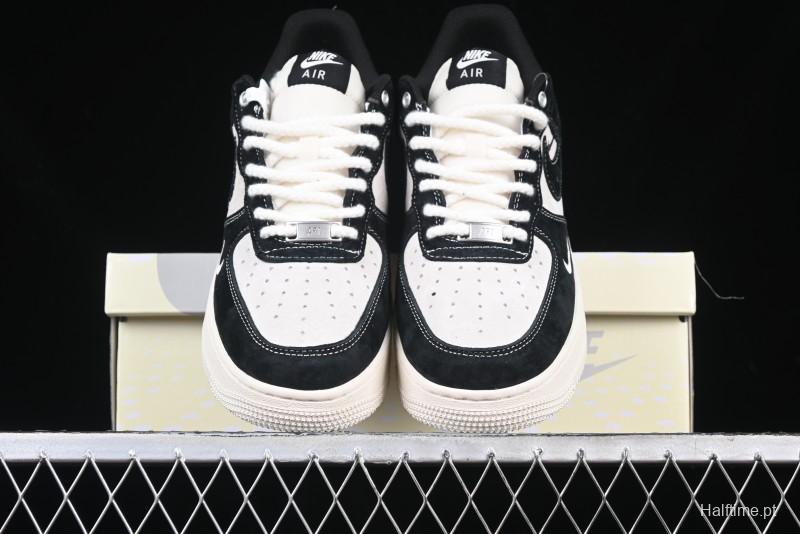 Nike Air Force 1 '07 Low Supreme Champion Collaboration Beige Black Mini Swoosh Casual Sneakers - SJ6698-019