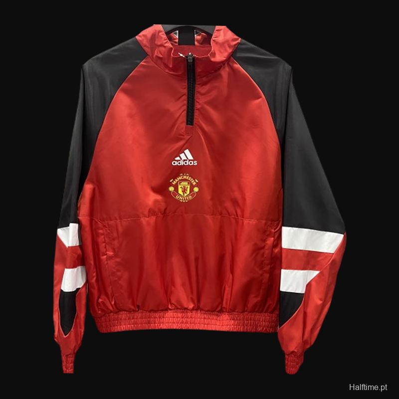 23/24 Manchester United Red half Zipper Windbreaker