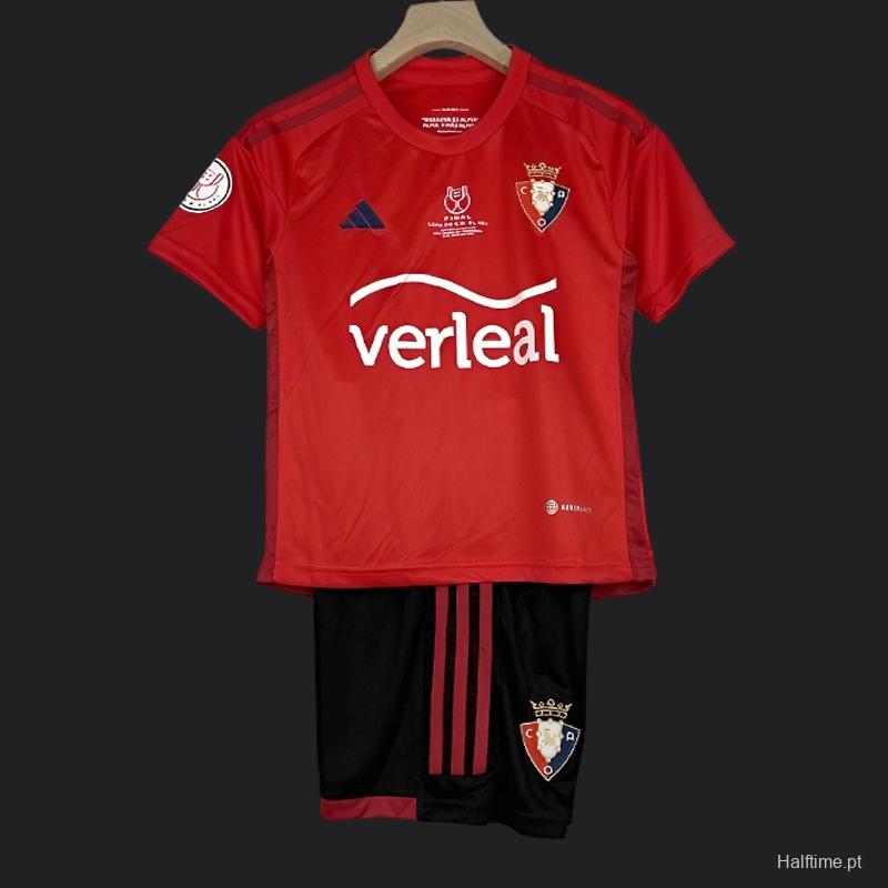23/24 Kids Osasuna Copa Del Rey Red Jersey Size 16-28 With Full Patches