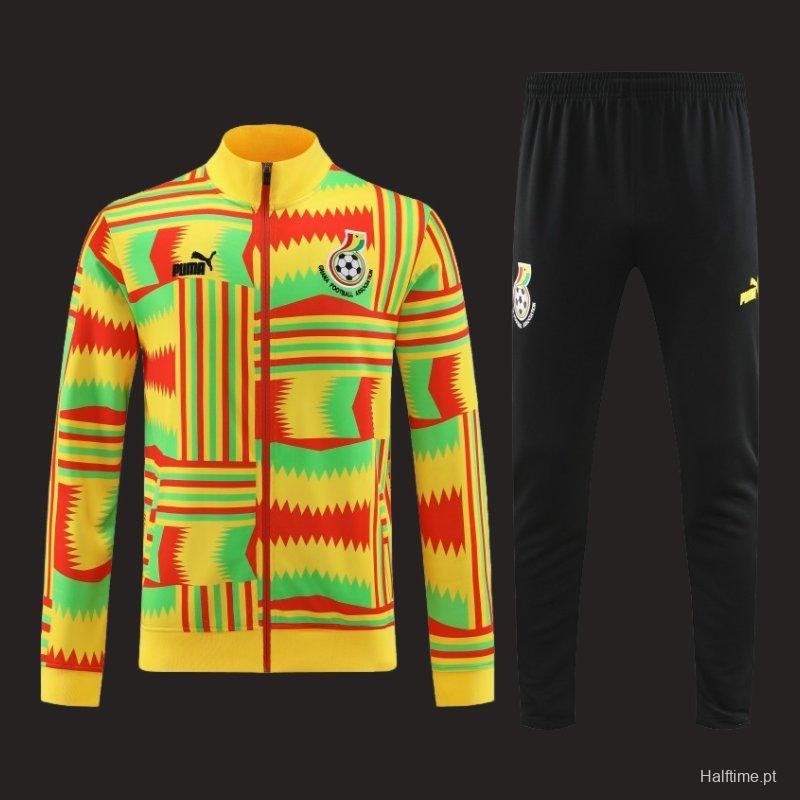 2024 Ghana Yellow  Full Zipper Hoodie Jacket+Pants